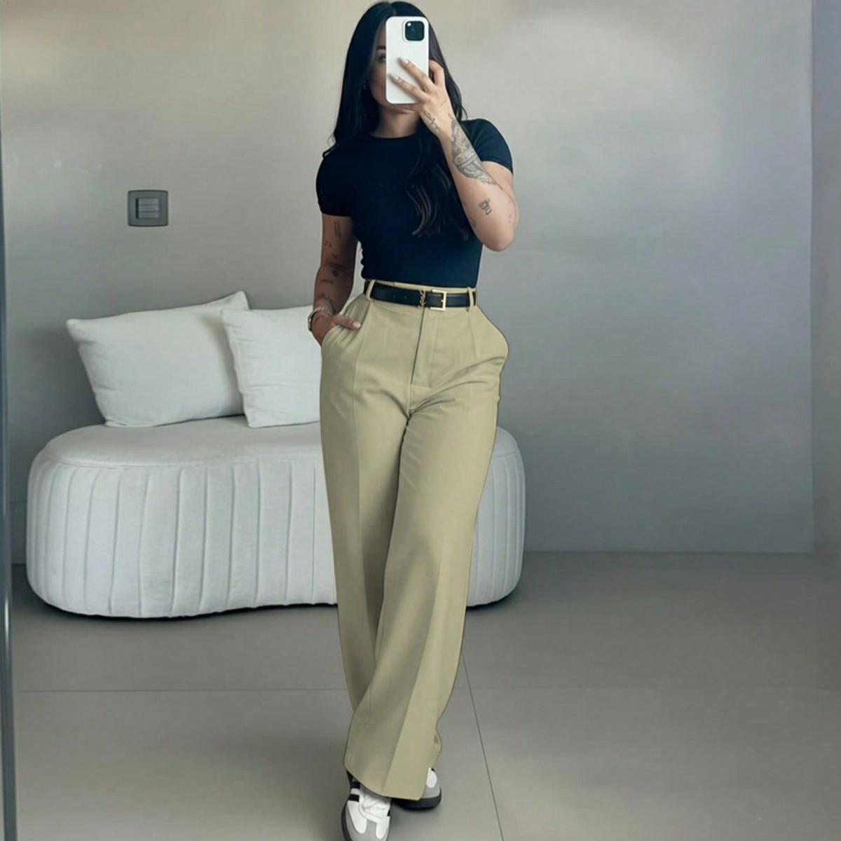 Luna High-Waist Tailored Pants