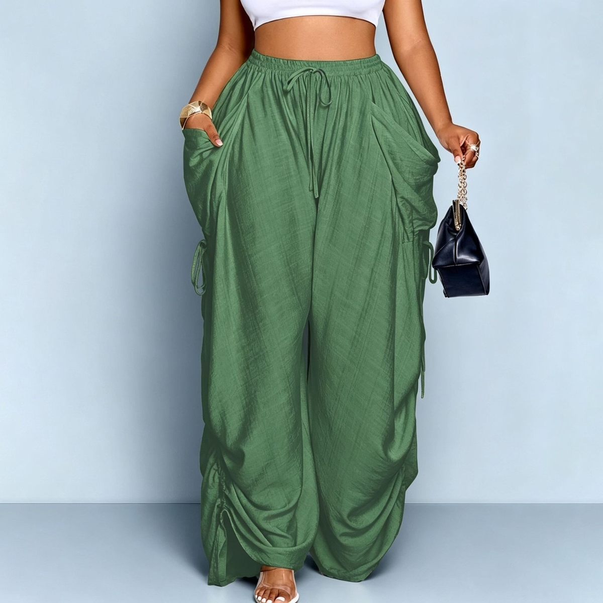 Aveline High-Waisted Drawstring Harem Pants