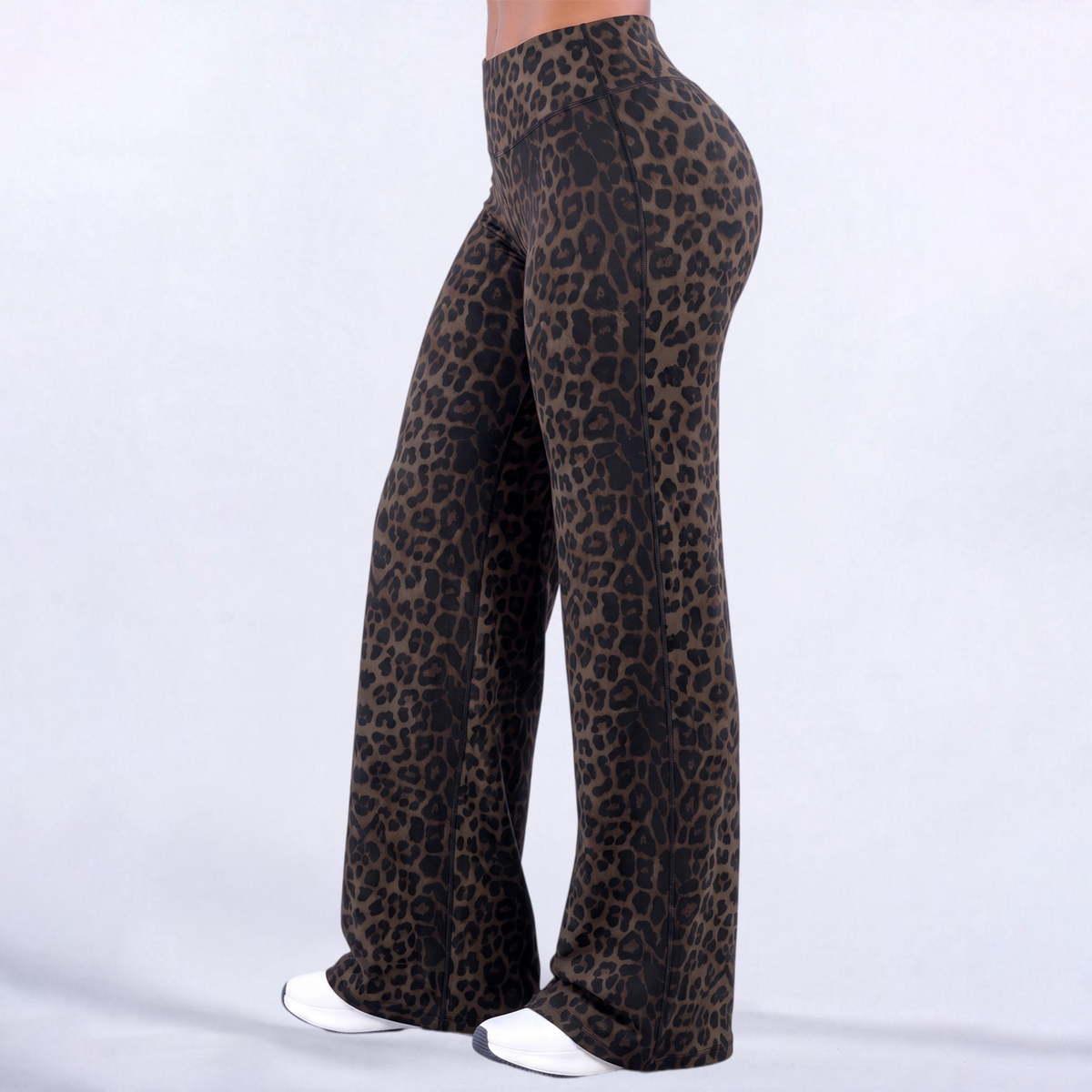Leopard Print High-Waisted Wide-Leg Pants