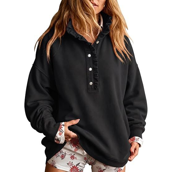 Women’s Oversized Button-Front Sweatshirt