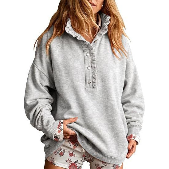 Women’s Oversized Button-Front Sweatshirt