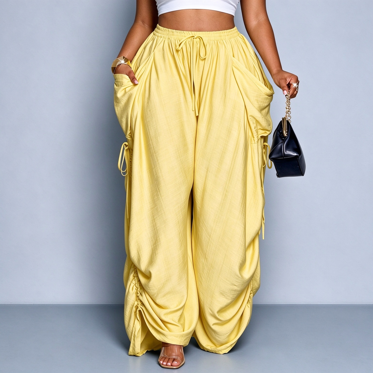 Aveline High-Waisted Drawstring Harem Pants