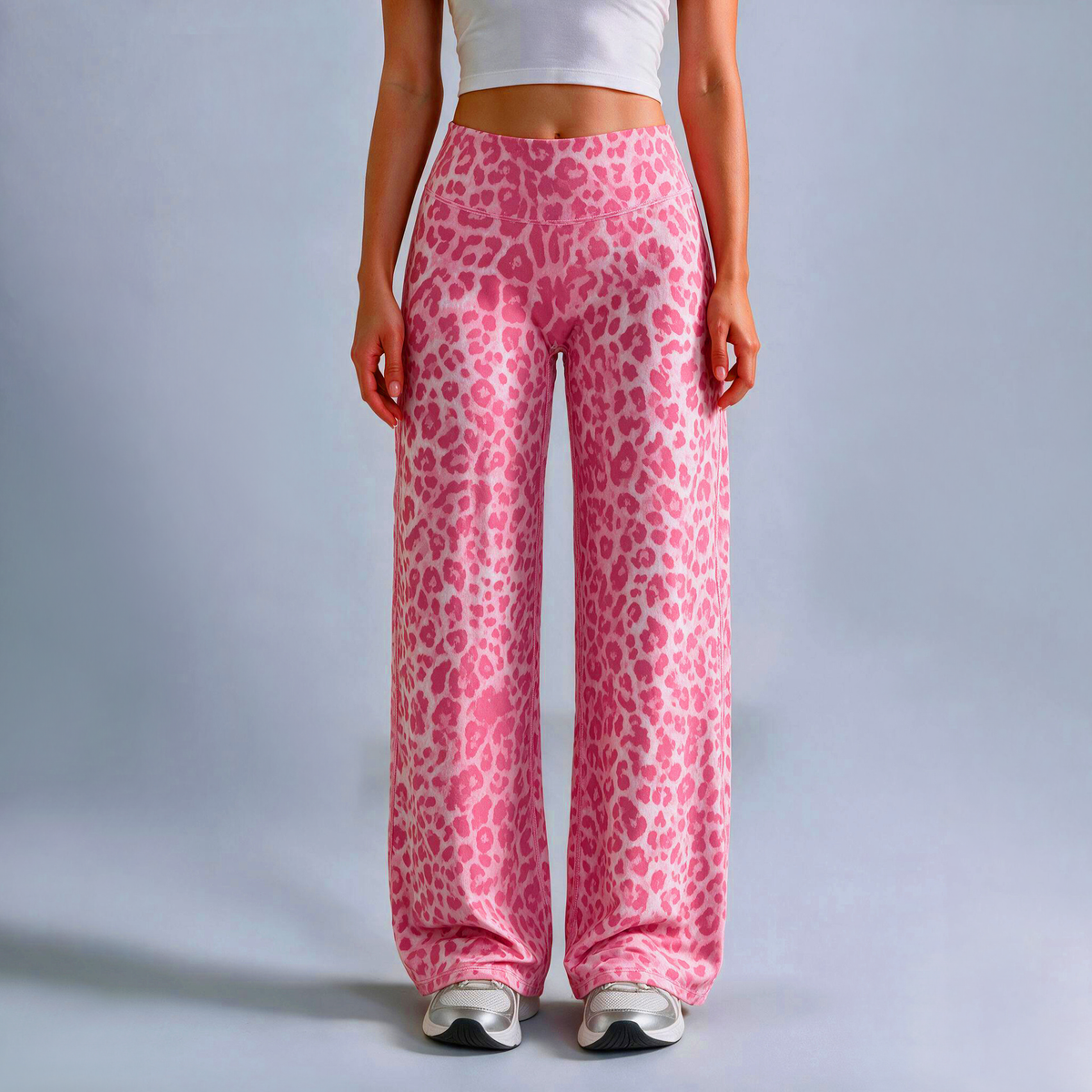 Leopard Print High-Waisted Wide-Leg Pants