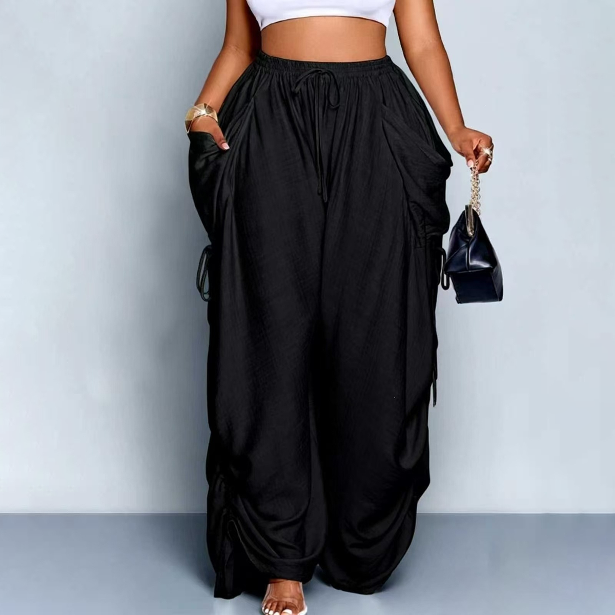 Aveline High-Waisted Drawstring Harem Pants