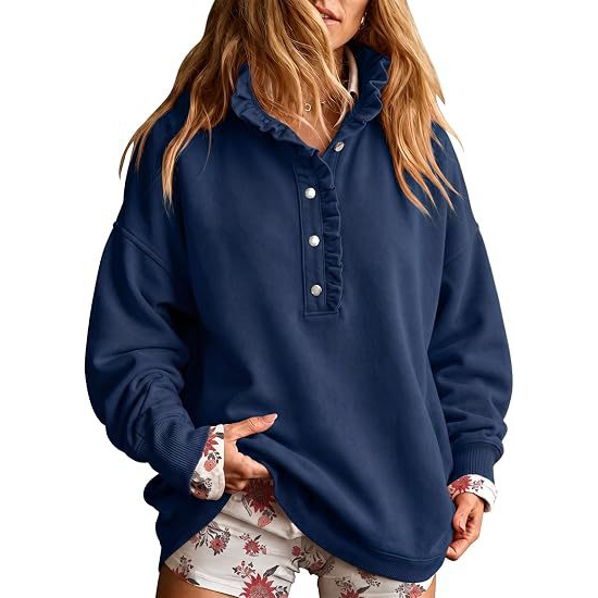 Women’s Oversized Button-Front Sweatshirt