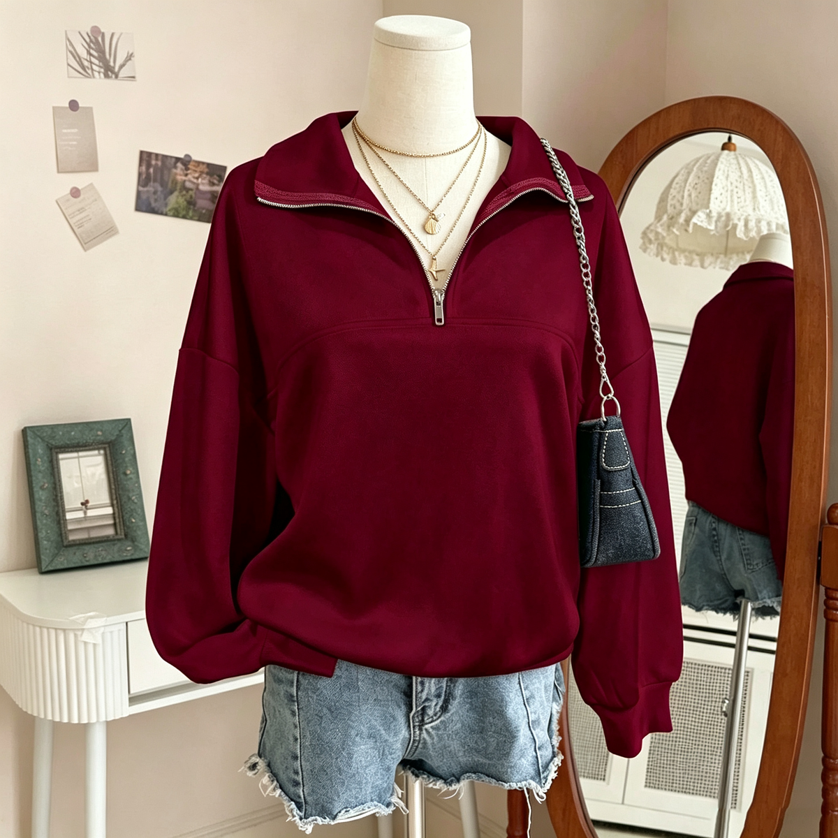 Evelyn Half-Zip Pullover Sweatshirt