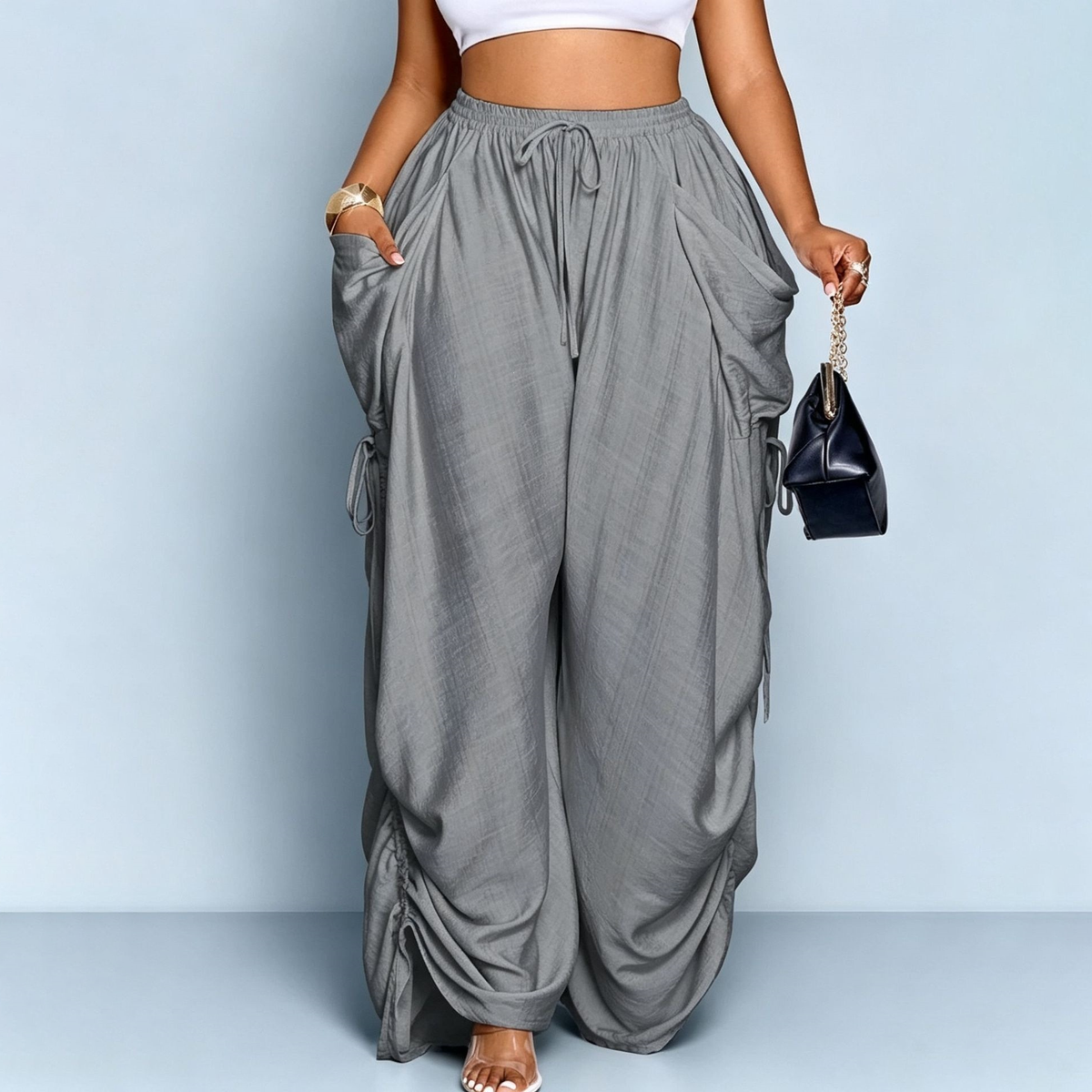 Aveline High-Waisted Drawstring Harem Pants