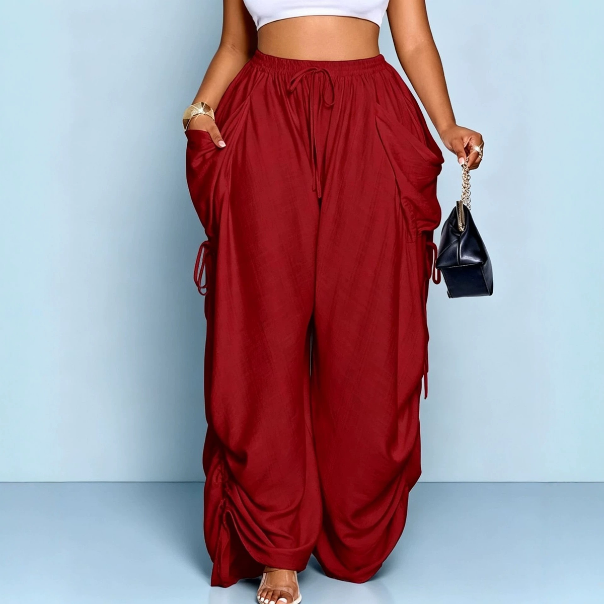 Aveline High-Waisted Drawstring Harem Pants