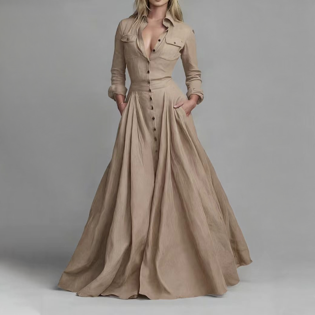 Elena Belted Maxi Shirt Dress