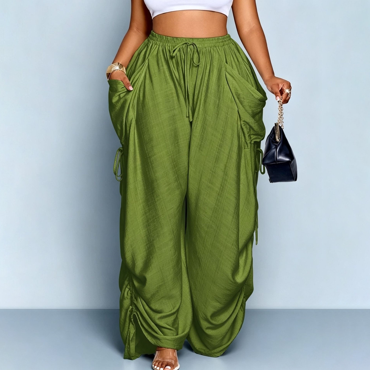Aveline High-Waisted Drawstring Harem Pants