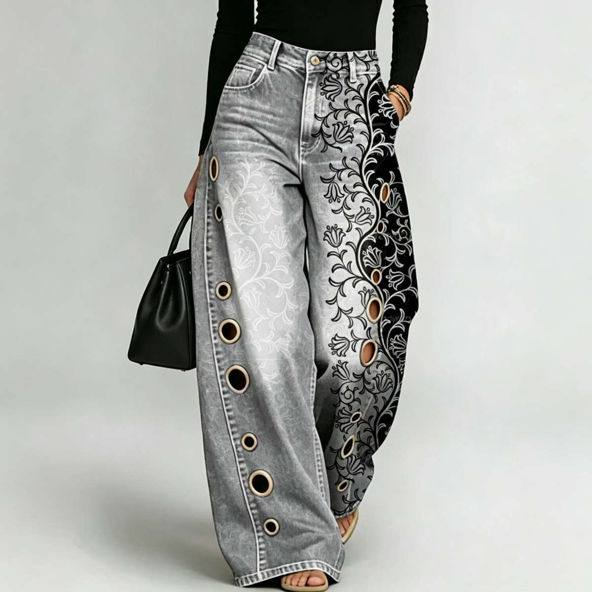 LunaBloom™ Printed Wide Leg Jeans