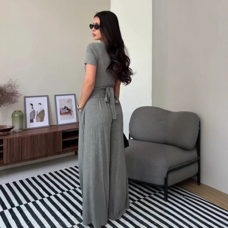 Sienna Ruched V-Neck Wide Leg Set